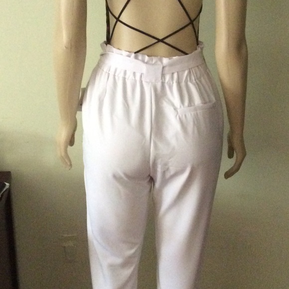 White tie-waist pants - Picture 2 of 3